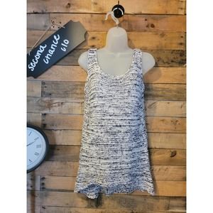 Two by Vince Camuto women's blue and white loose knit sweater tank size medium